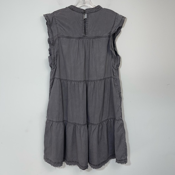Anthropologie Dark Gray Jenee Tiered Tunic Dress L Large Summer Swing Pockets - Picture 4 of 16